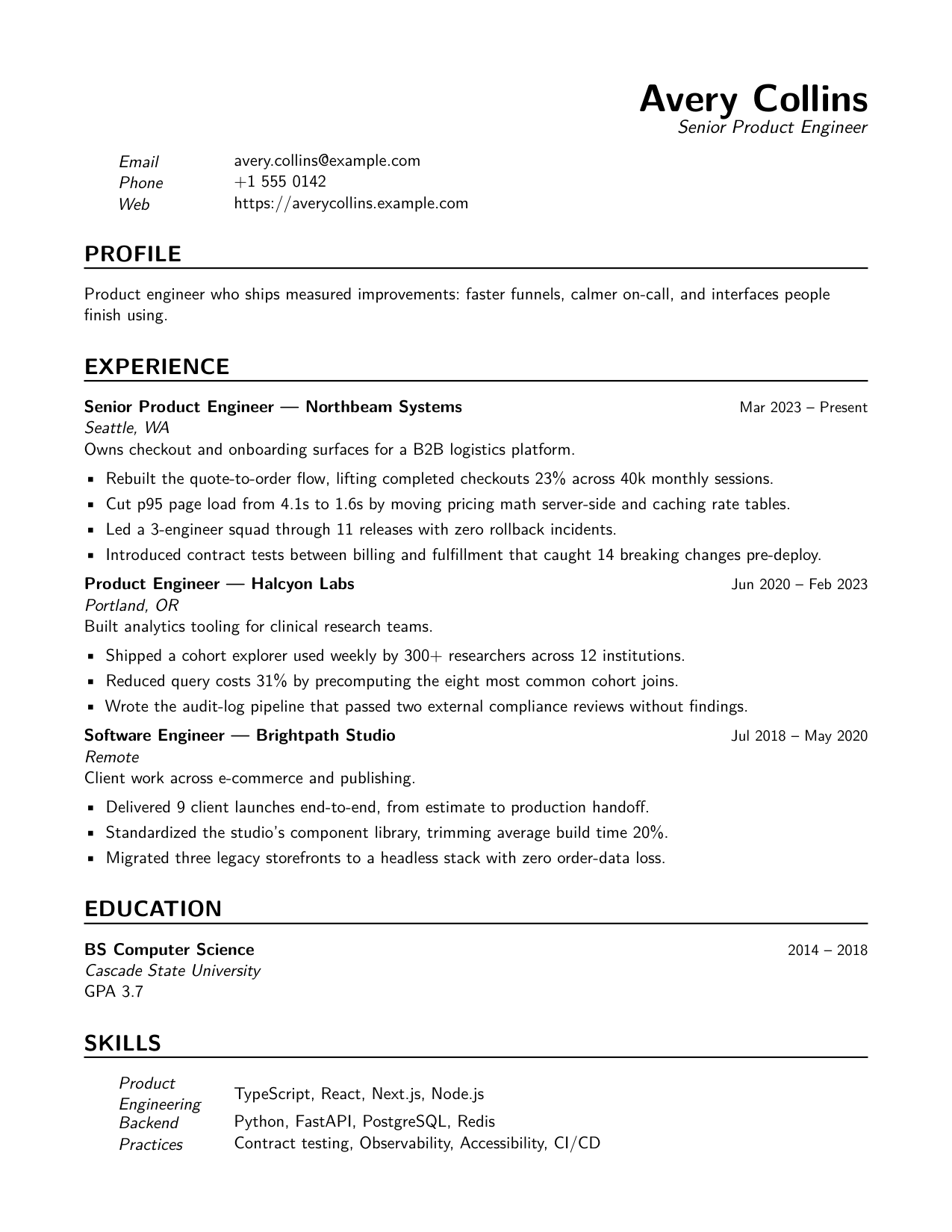 Azimuth resume template preview