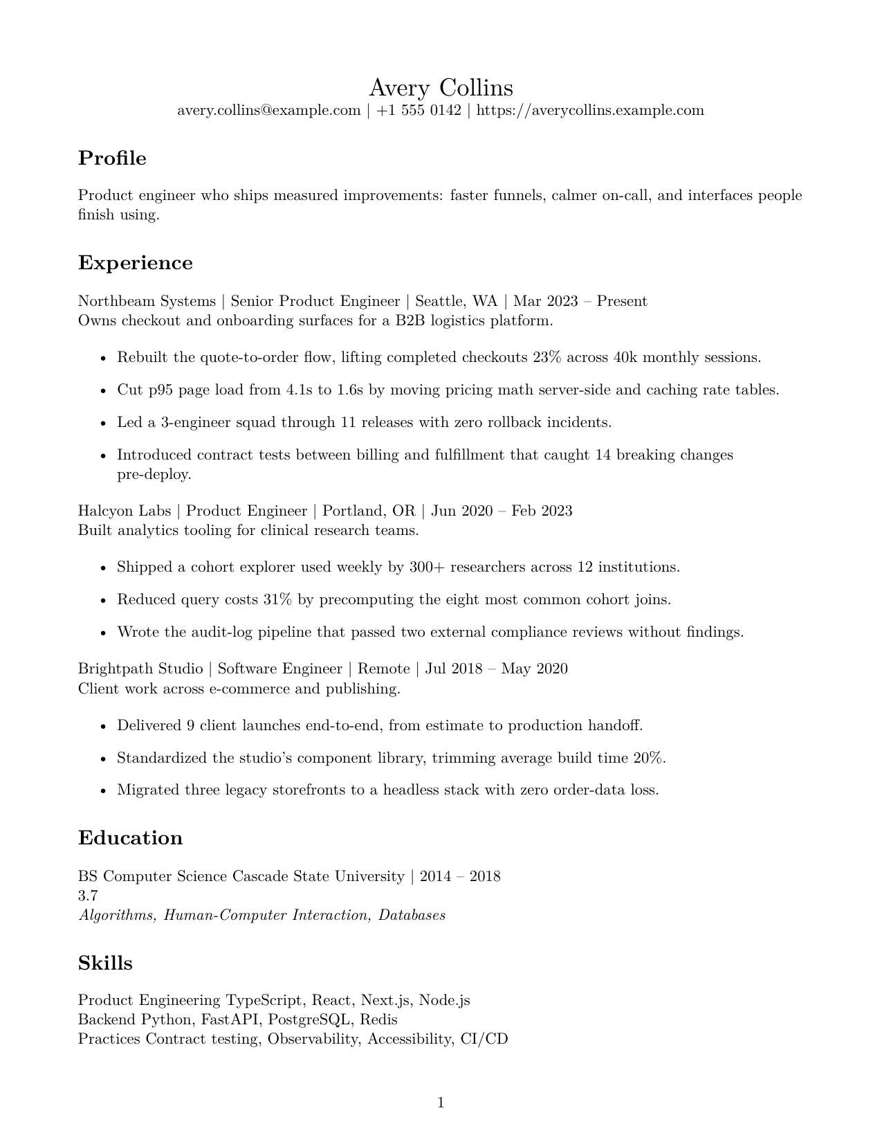 Caliper resume template preview