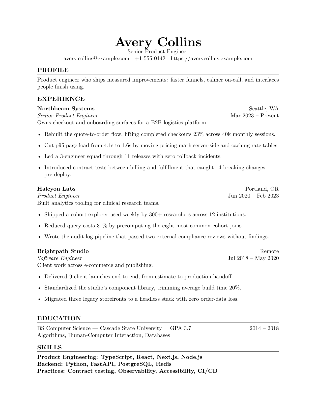 Compass resume template preview