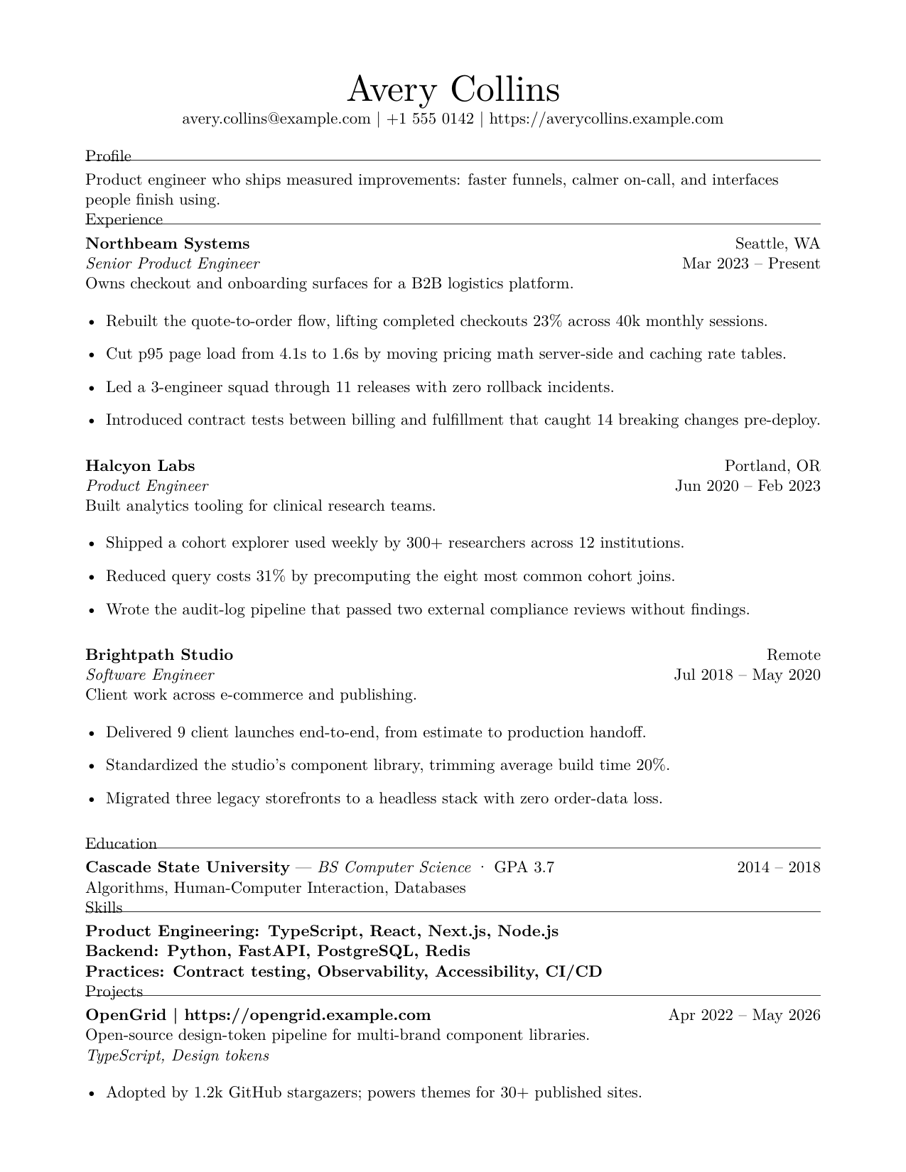 Datum resume template preview
