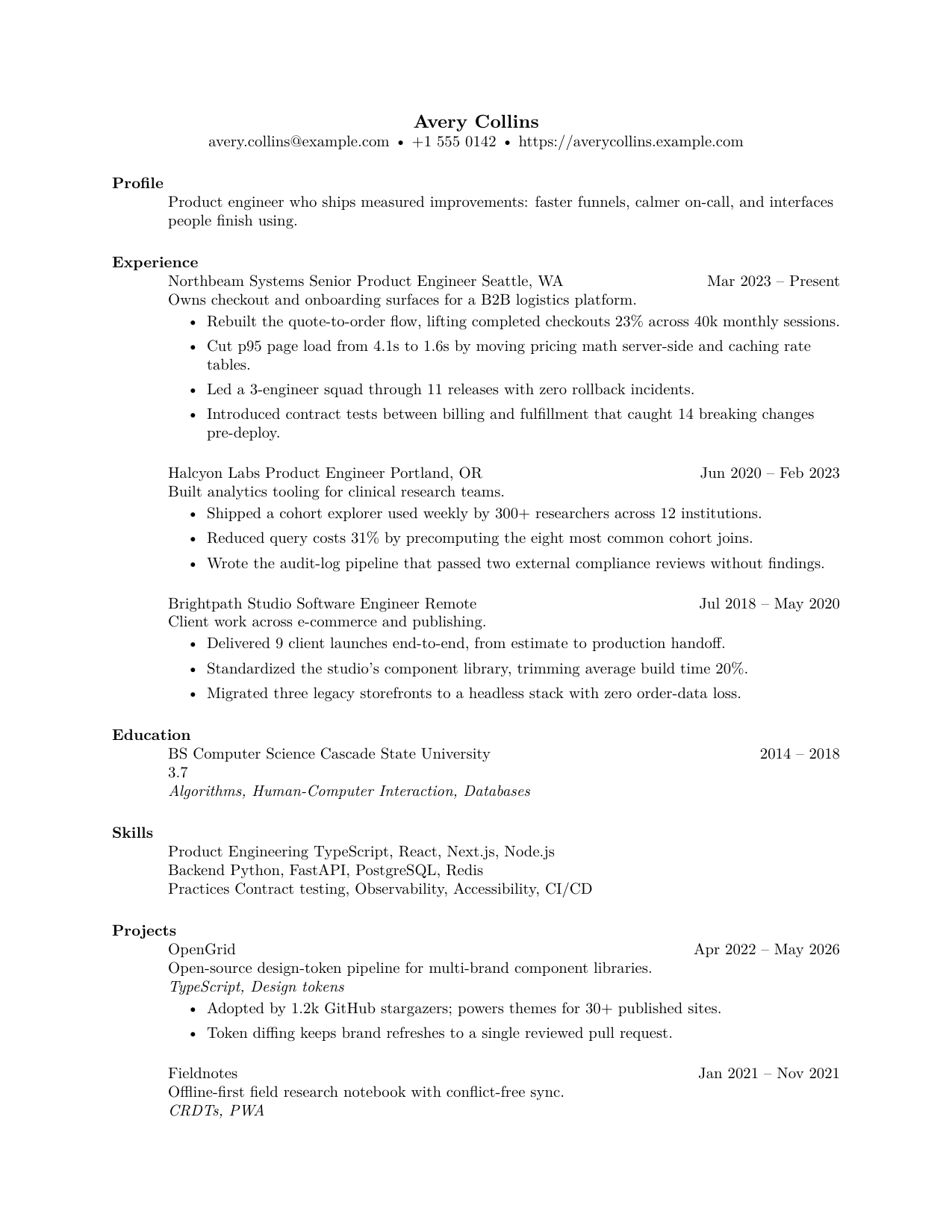 Folio resume template preview
